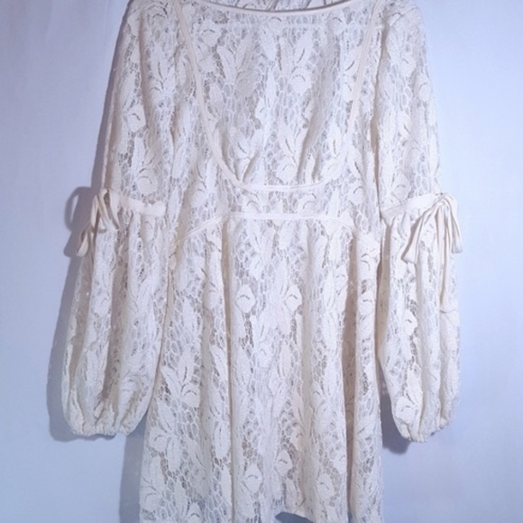 Poet Sleeves Lace Babydoll Tunic Dress - Picture 8 of 8
